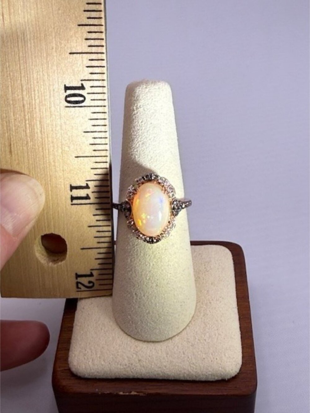 LeVian Opal Ring with Diamonds - Size 6.5 - Picture 2 of 8